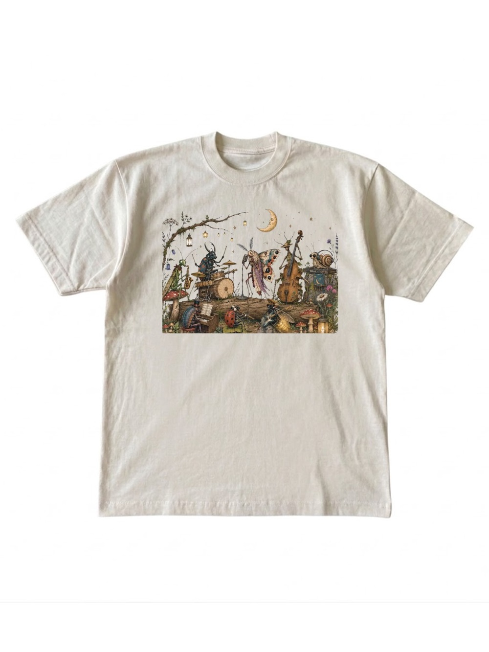 Gildan Cream Graphic Band Illustration Tee - Picture 1 of 2